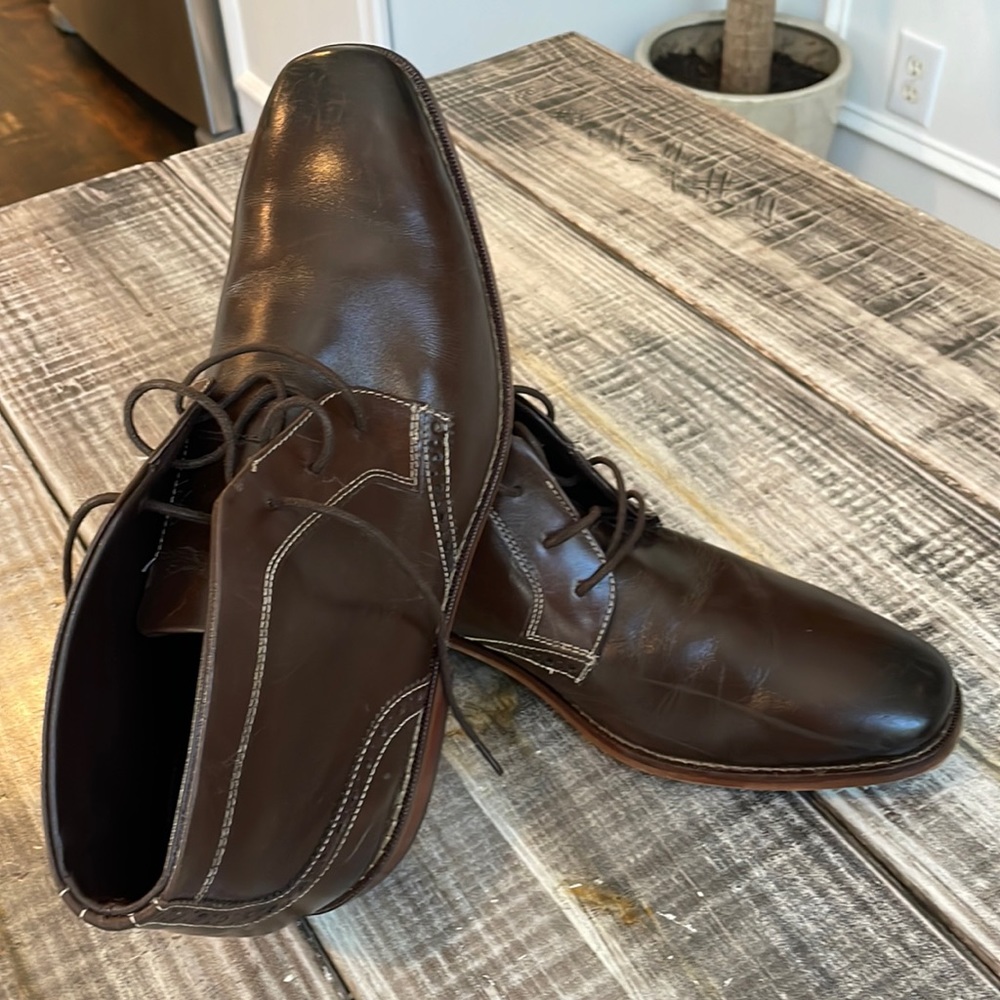 Florsheim chukka dress ankle boots wingtips size 10.5 Cognac brown
